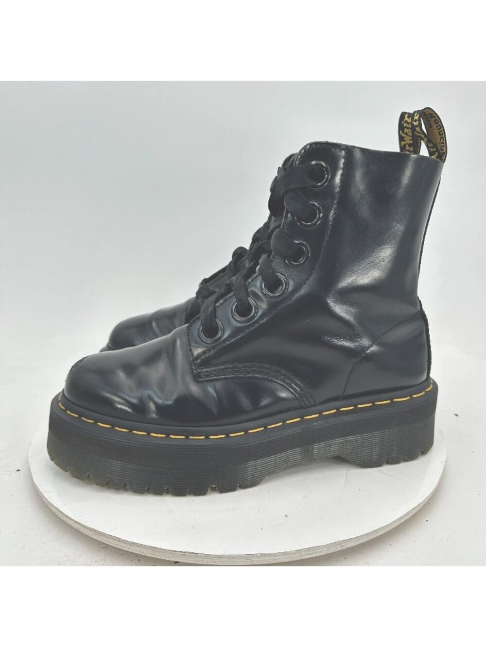 Dr. Martens Molly Women Size 8 Black Buttero Leather Platform Punk Combat Boot